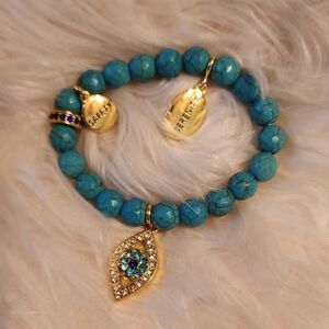 NWOT... Danbury Mint Turquoise Bracelet with Gold and Blue Accents